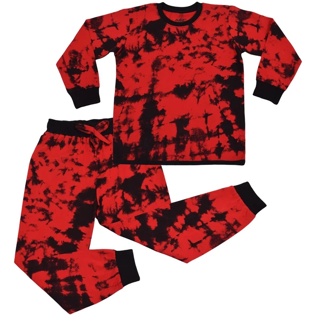 Bambine Ragazzi Rosso Naso Giorno Pigiama 2 Pezzi Cravatta Dye Set Cotone Notte