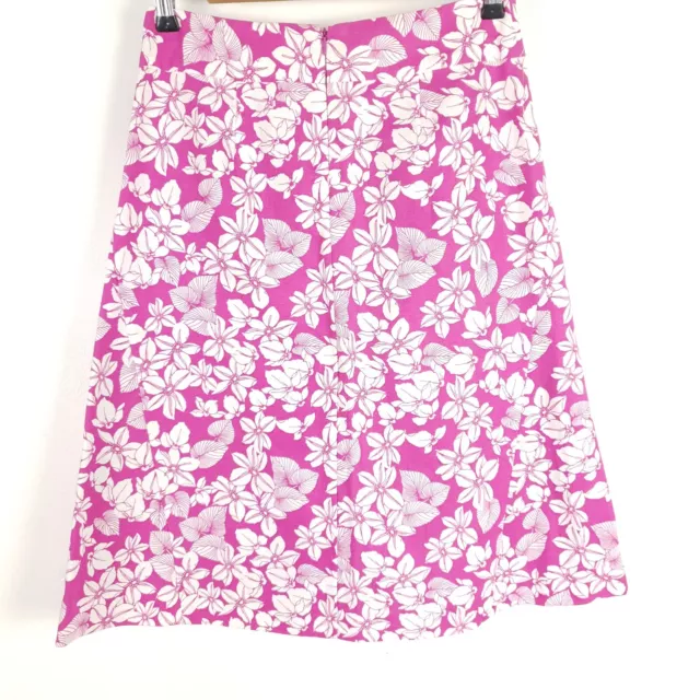 Laura Ashley Linen Skirt Size UK 10 Pink White Floral A Line Summer