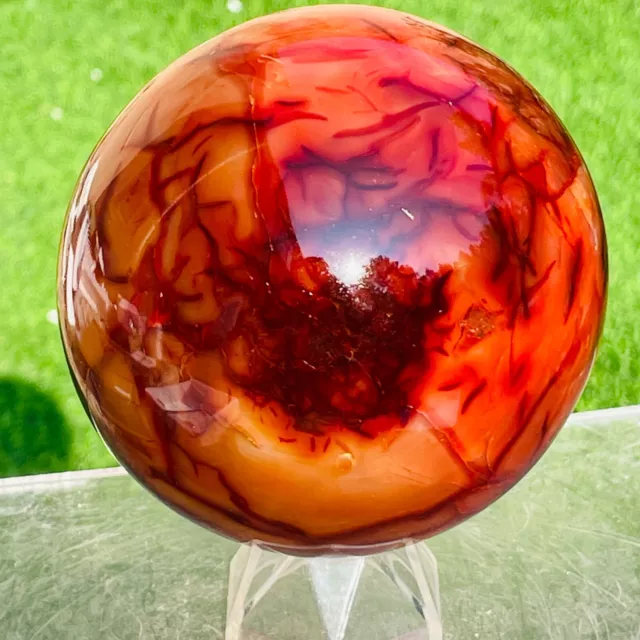 1221g Natural Colourful Red Carnelian Agate Ball Quartz Crystal Sphere Healing