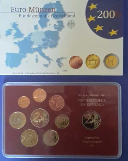 DEUTSCHLAND Kursmünzensatz 2006 D KMS BRD Euro Polierte Platte PP  München 