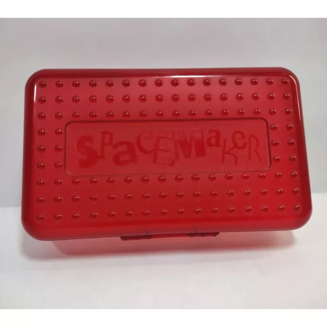 Spacemaker Red frosted Pencil Box Plastic Storage Case Vintage 90s