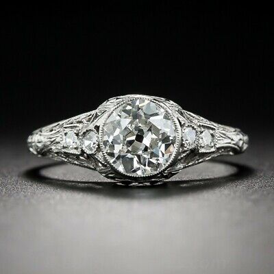 1920's Old Fashioned 2.63 Ct Round Cut Lab-Created Diamond Vintage Art Deco Ring
