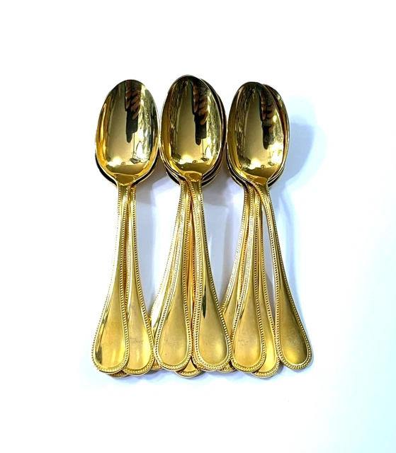 12 Cuillères à Moka Christofle – Modèle Cluny – Métal Argenté – 10 Cm – Très Bon état