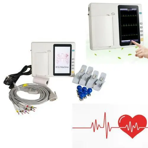 Portable 3 Channel ECG EKG Machine LCD Display 12 Electrocardiograph