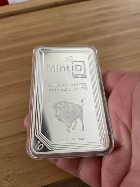 10 TROY OZ .999 SILVER BAR "BUFFALO / BISON" PROOF-LIKE. ID MINT, NFC Chip