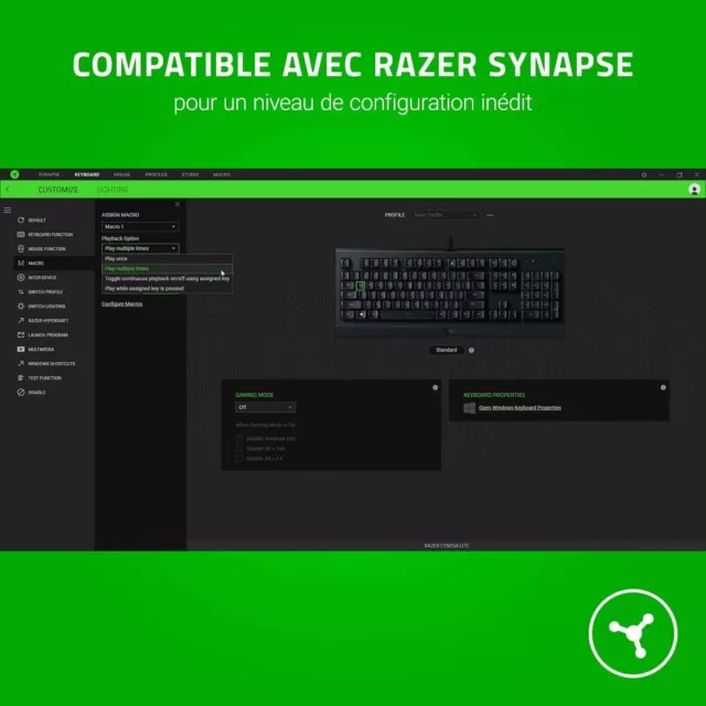 Razer Cynosa Lite Gaming Keyboard Membrane Switches TKL Chroma RGB FR 3
