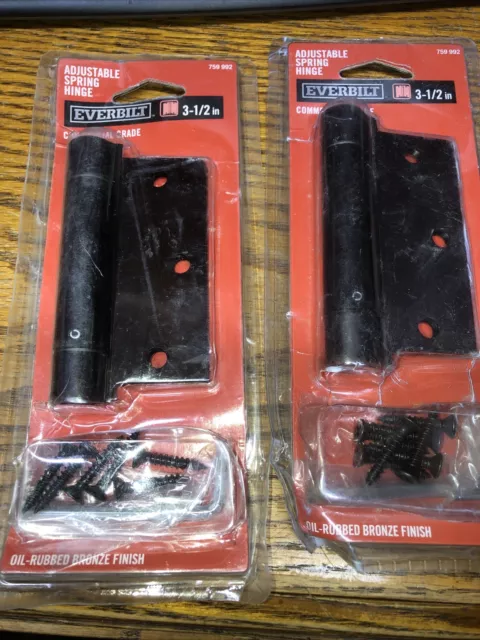 Lot Of 2 Everbilt 3-1/2 in. Adjustable Spring Door Hinges Oil Rubbed Bronze H2