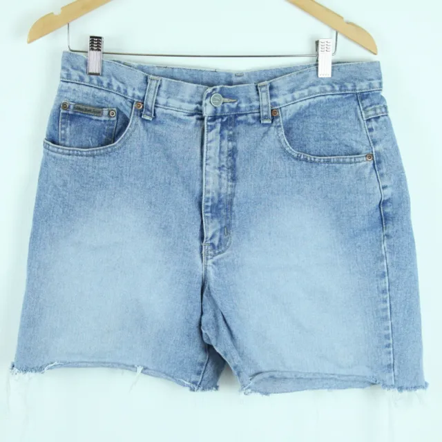 Vintage 90s Light Wash High Rise Cutoff Jean Shorts Mom 12 33" Waist
