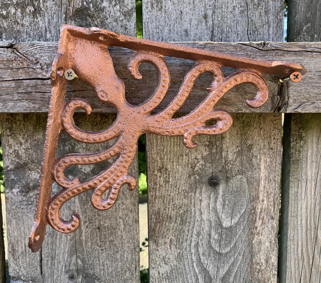 Rose Gold Cast Iron Octopus Shelf Brackets Nautical Sea Ocean Bookshelf Corbels