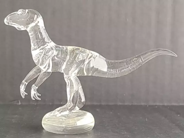 Clear Glass Dinosaur Crystal Figurine Signed Mgs?  3 1/2"