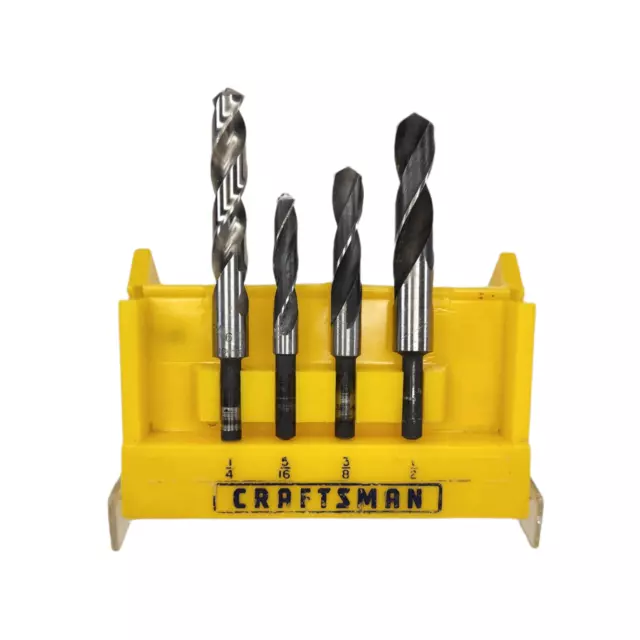 Vintage CRAFTSMAN 4PC High Speed Drill Bit Set # 6636 (7/16 instead of 1/4) READ