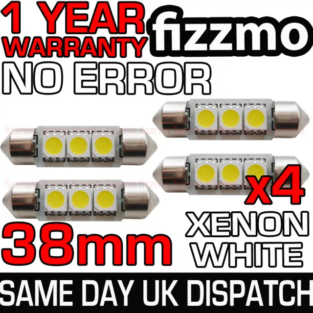 4x 38mm 3 SMD LED 239 272 C5W CANBUS NO ERROR WHITE INTERIOR LIGHT FESTOON BULB