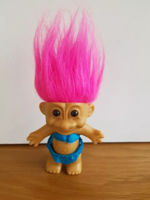 Vintage 1990's Russ Troll Doll Blue Bikini Pink Hair 7" Collectable Toys