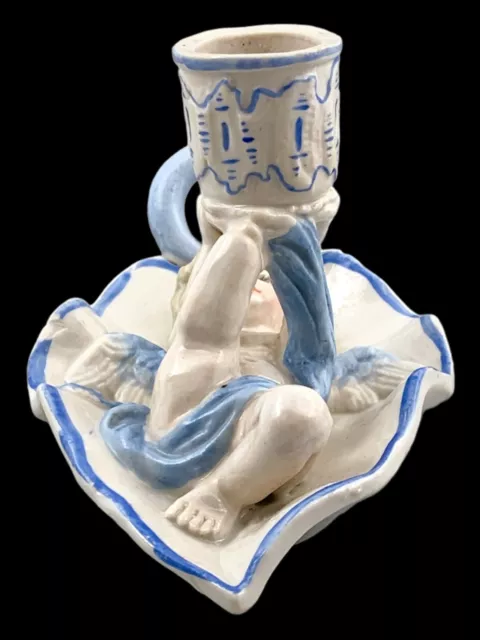 Antique Géorgien porcelaine tendre crème chérubin putti bougeoirs de chambre 3