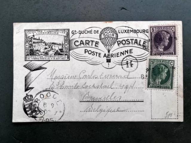 Luxembourg - 1929 Stamp Exhibition post card to Belgium