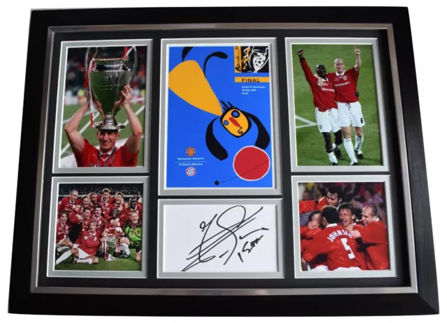 Jaap Stam Signed Autograph framed 16x12 photo display 1999 Euro Cup Man Utd COA