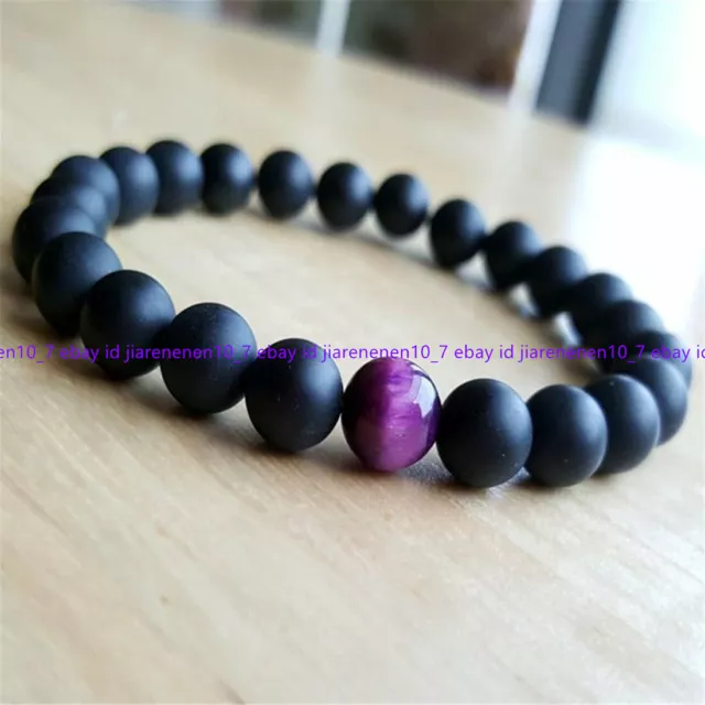 8mm Matte Black Onyx Beads Handmade Bracelet 7.5inch Spirituality Wristband