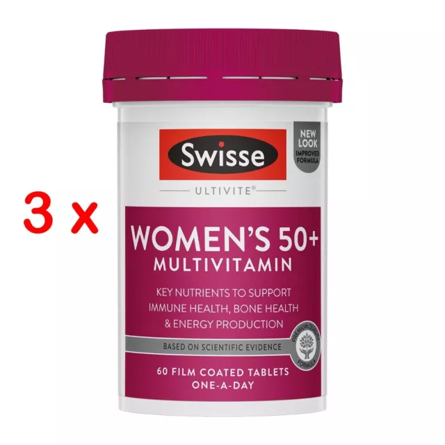 BEST PRICE! BULK BUY 3 x Swisse Women's 50+ Years Ultivite 60 Tablets ONE-A-DAY