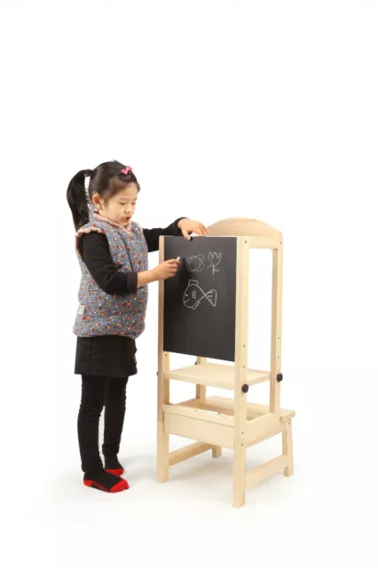 Kids STEP UP KITCHEN HELPER KIDS WOODEN STEP STOOL chair learnining CHILDREN NEW 2