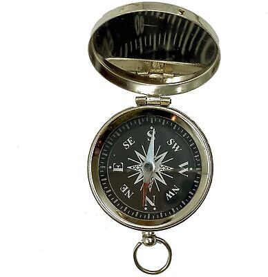 Vintage Pocket Compass for Kids Classic Portable Compass Silver Finish
