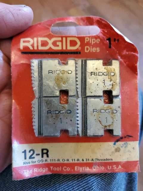 1" 12R NPT  Ridgid Pipe Threader Dies set fits 00R, 111R, 0R, 11R, 31A 12 R