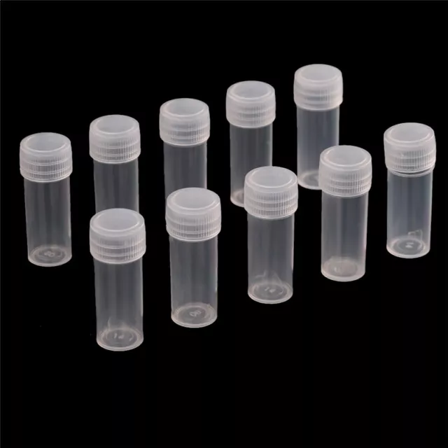 10 x Kunststoff-Probenflasche 5 ml Reagenzglas kleine Flasche Fläschchen Vorr  q