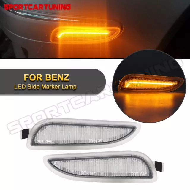 Amber LED Bumper Side Marker Lights For 03-09 Mercedes W209 C209 CLK55 CLK-Class