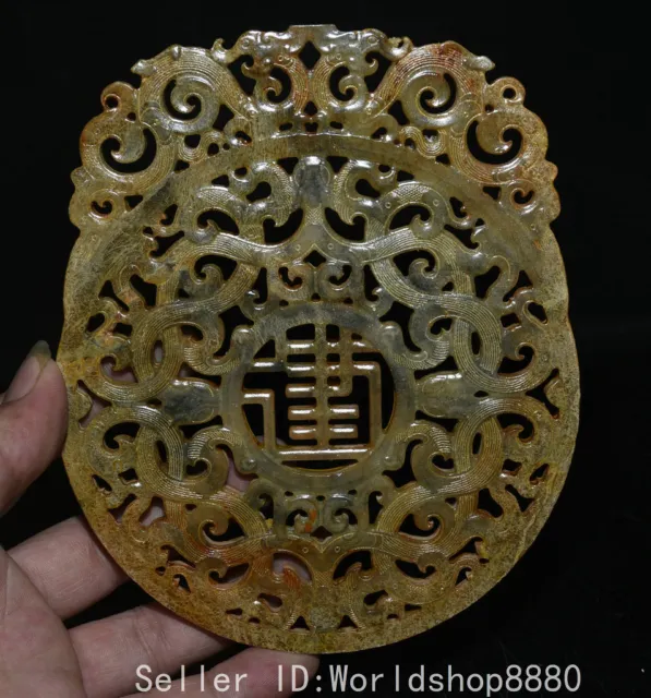 6.4" Old Chinese hetian jade jadeite carving 2 Pi Xiu Beast beast Yu Bi statue
