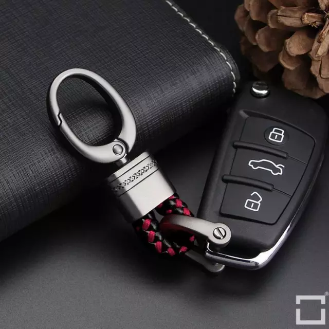 Mini Lanyard Schlüsselanhänger für Autoschlüssel, inkl. Karabiner, anthrazit/rot