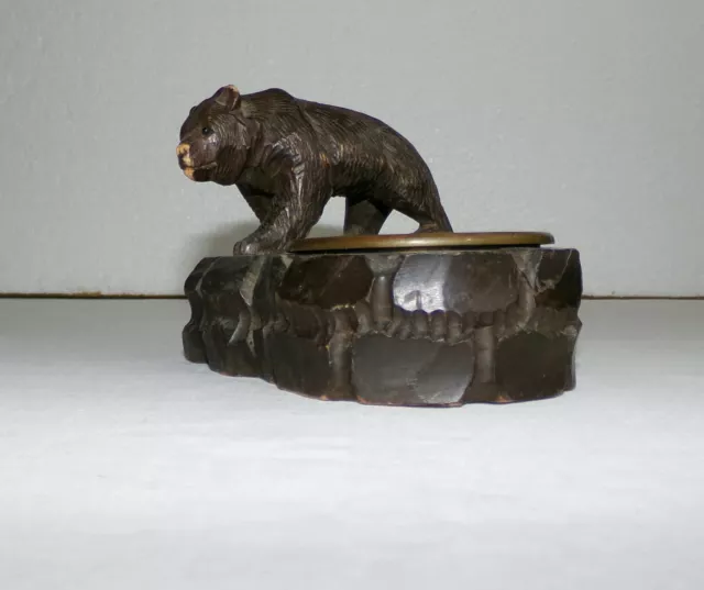 Beautiful Vintage Carved Wooden Bear Pin Dish Black Forest