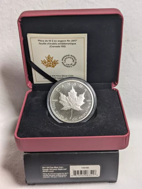 2017 Canada 150 Iconic Maple Leaf 2oz 9999 Silver Proof $10 Coin