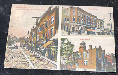 McKees Rock , Pa c1908 Multi-View Postcard Raising Chartiers Ave