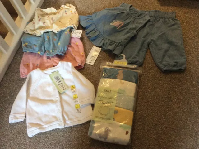 Brand New With Tags Girls Up to 3 Months Clothing Bundle M&S All New RP £51.50