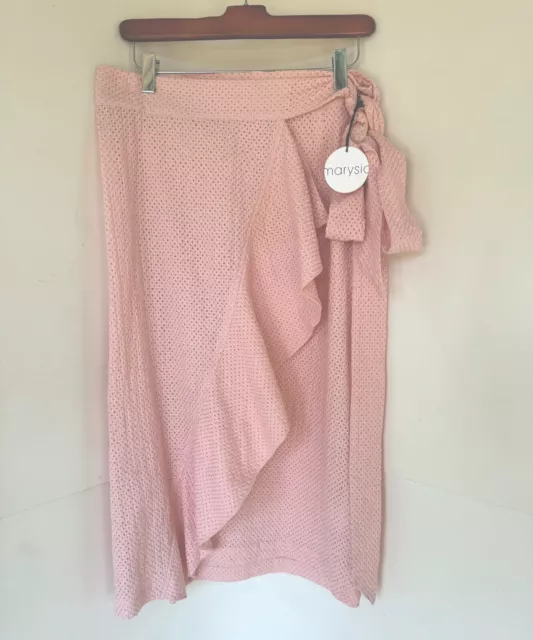 $550 Marysia NWT! Seahaven Eyelet Wrap Skirt  in Rose Size M 3