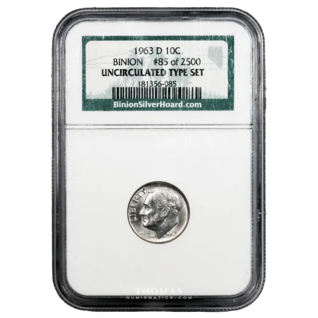 Münze - Vereinigte Staaten - 10 cents 1963 Denver - NGC Binion collection Silber