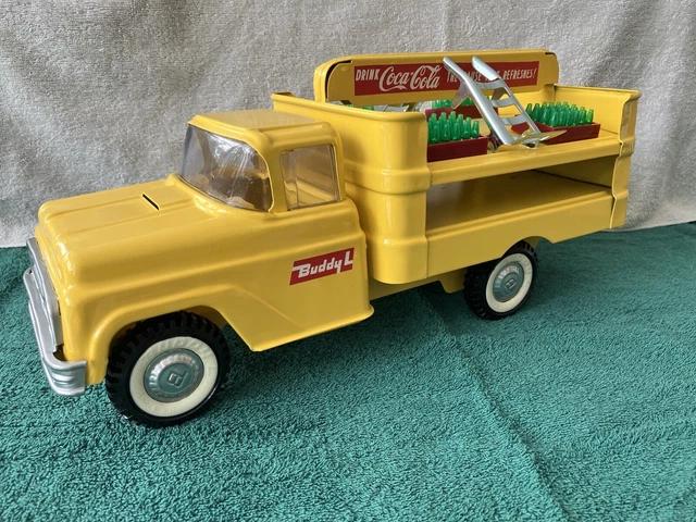 #17 Vintage 1965-69 Buddy L Yellow Pressed Steel Coca Cola Ford Delivery Truck