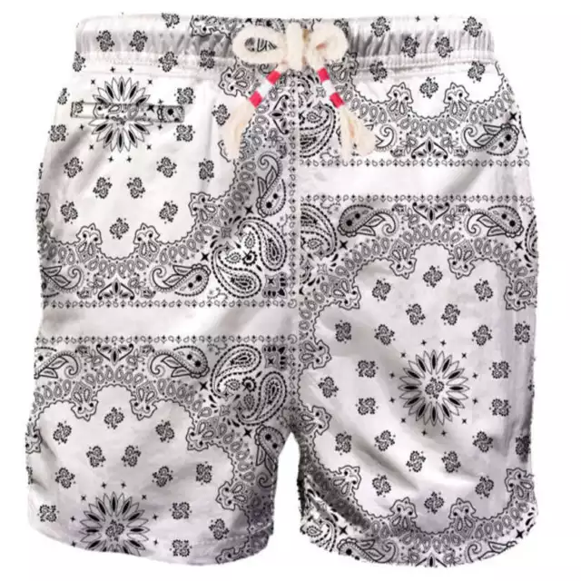 MC2 Saint Barth Man Swim Shorts With White Bandanna Print