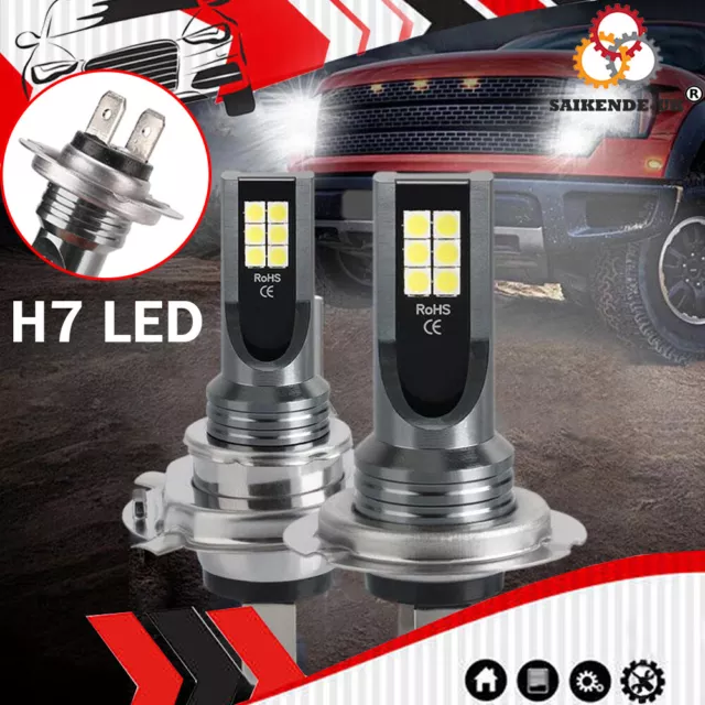 2Pcs H7 LED Voiture Ampoule Feux Phare remplace Kit HID Xénon