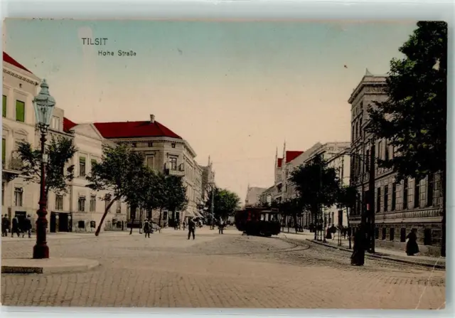 13276160 - Tilsit Hohe Strasse Strassenbahn Tilsit / Sowetsk (Stadt) 1915