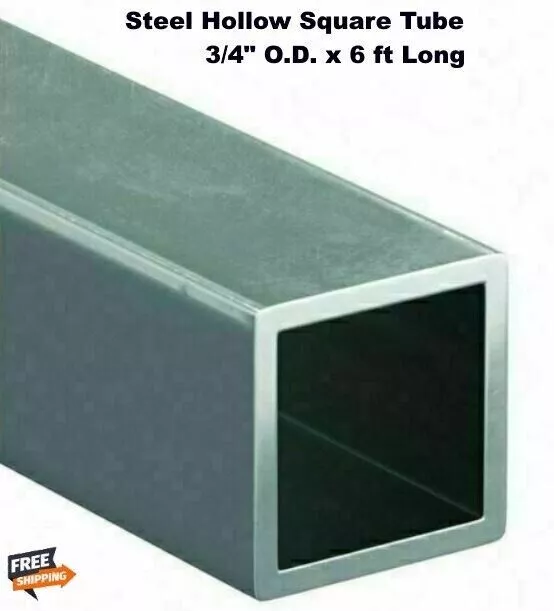 Steel Hollow Square Tube 3/4" O.D. x 6 ft Long 1/8" Wall Carbon 1015 Alloy