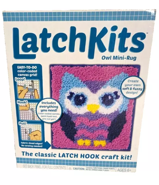 LatchKits Mini-Rug Sewing Kit The Classic Latch Hook Craft Kit - Owl