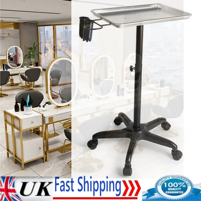 Salon Trolley Storage Cart Mobile Rolling Mayo Stand Trolley Medical Tray Tool