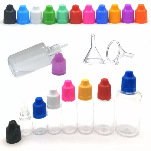 50pcs Leer Plastik Tropfflasche 3ML 5ML 10ML 15ML 20ML 30ML 50ML Mit Trichter