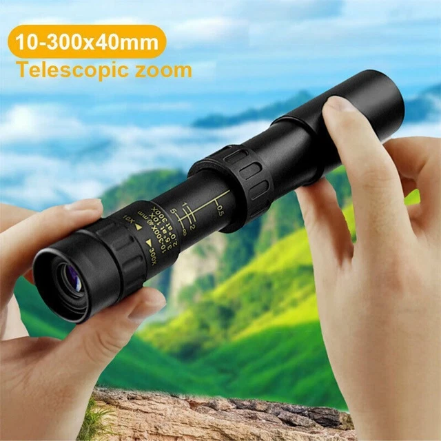 10-300X40mm Super Telezoom Monocular Telescopio Trípode y Clip Set 4.4/2.1