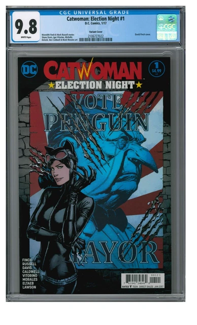 Catwoman: Election Night #1 (2017) Finch Variant Cover CGC 9.8 White Pages GG533
