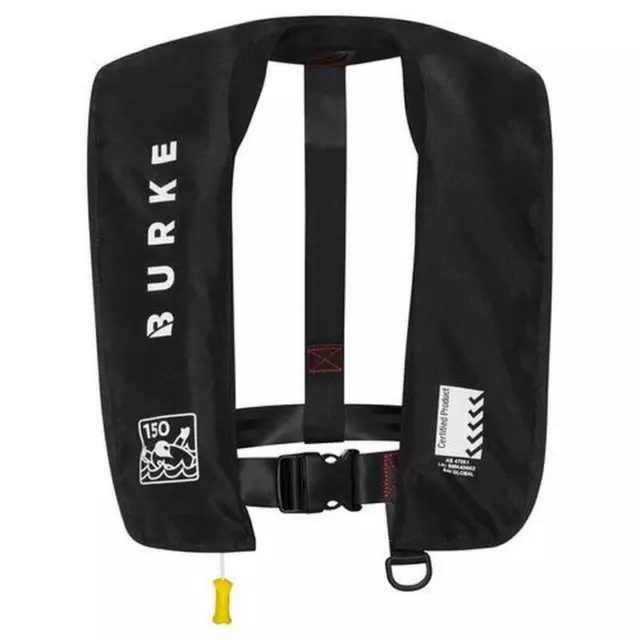 BURKE AUTOMATIC  INFLATABLE BLACK LIFEJACKET Level 150 PFD1 150N FREE POSTAGE