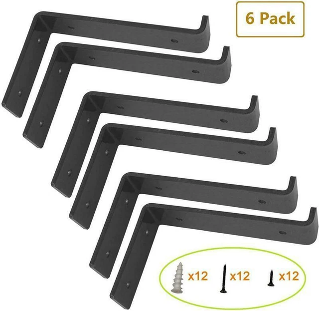 Shelf Brackets 8 inch - 6-Pack Lip Brackets for Shelves, Industrial Forged Raw M
