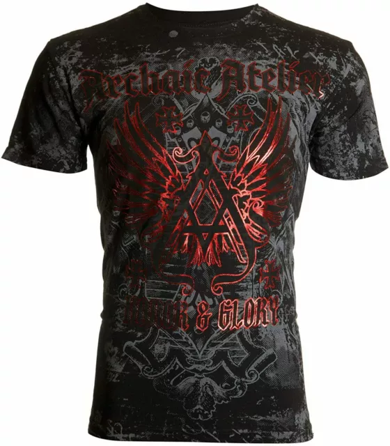 ARCHAIC by AFFLICTION Men's T-Shirt ACHILLES Black CROSS Biker S-5XL $40 NWT