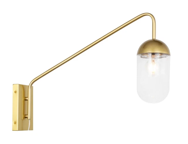 Living District LD6178BR Kace 1 Light Brass & Clear Glass Wall Sconce