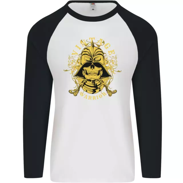 T-shirt da baseball vintage Warrior Samurai Bushido MMA Skull L/S